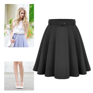 Jupe trapèze courte rétro taille haute