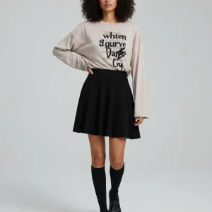 Jupe Patineuse Noire Taille Haute