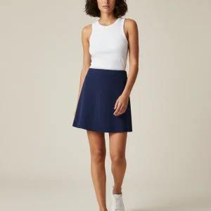 Jupe Patineuse Bleue Marine Taille Haute Décontractée