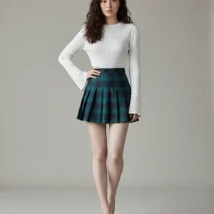 Jupe Patineuse Plissée Plaid Chic