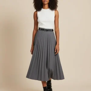 Jupe Patineuse Plissée Grise Élégante