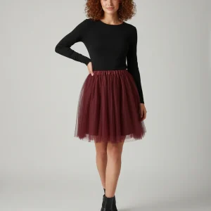 Jupe Patineuse Bordeaux Femme