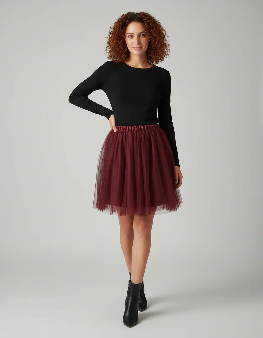 Jupe Patineuse Bordeaux Femme
