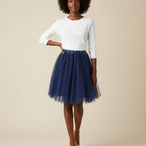 Jupe Patineuse Tulle Bleu Marine Fluide