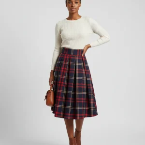 Jupe Patineuse Plissée Carreaux Vintage