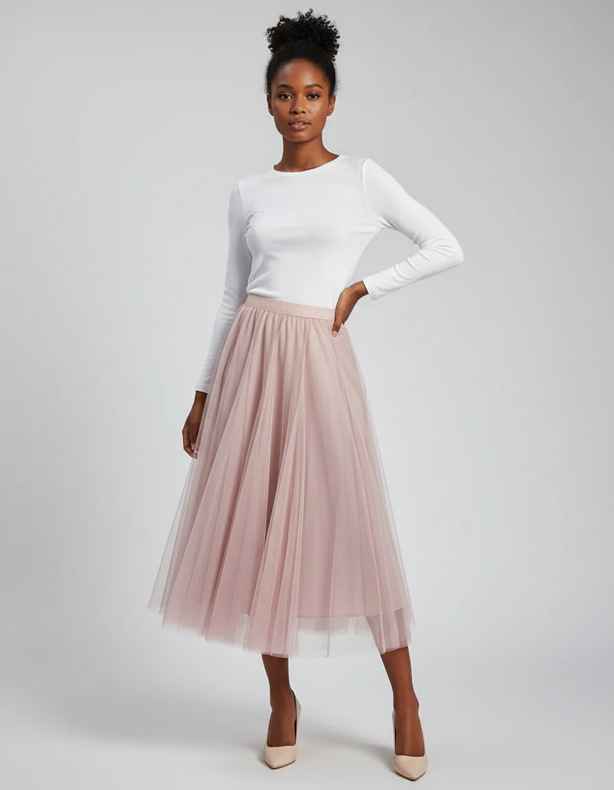 Jupe Patineuse Rose Tulle Élégante