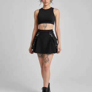 Jupe Patineuse Noire Utilitaire Décontractée