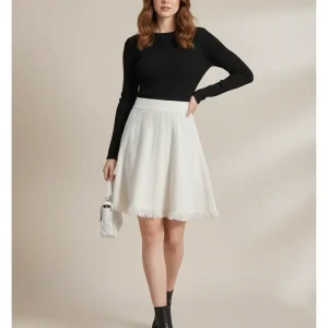 Jupe Patineuse Tricotée Franges Chic
