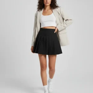 Jupe Patineuse Noire Plissée Chic Féminine