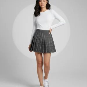 Jupe Patineuse Plissée À Carreaux Chic