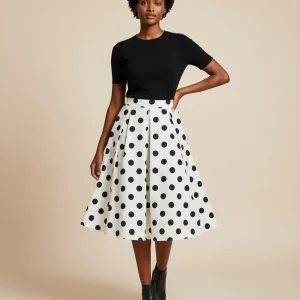 Jupe Patineuse Plissée À Pois Élégante