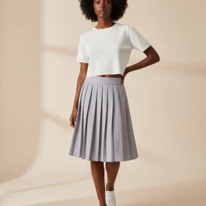 Jupe Patineuse Plissée Grise Décontractée