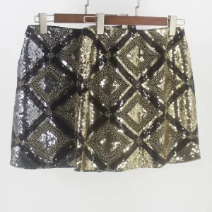 Jupe à paillettes sequins motifs géométriques