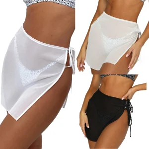 Jupe de plage transparente à lacets