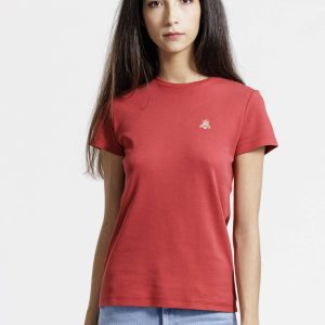 T-shirt femme à col rond – Rouge Nacarat