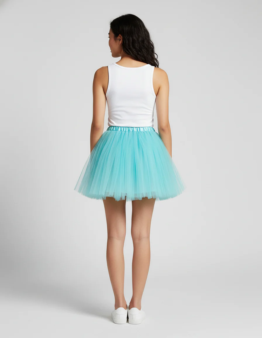 Jupe Patineuse Tulle Bleue Plissée – Image 2