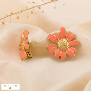 Boucles d’oreilles clip marguerite