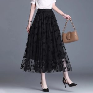 Jupe longue fluide tulle imprimé