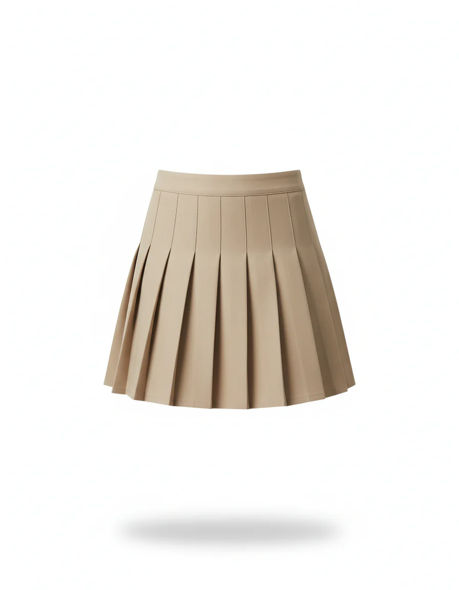 Jupe Patineuse Beige Plissée Chic – Image 3