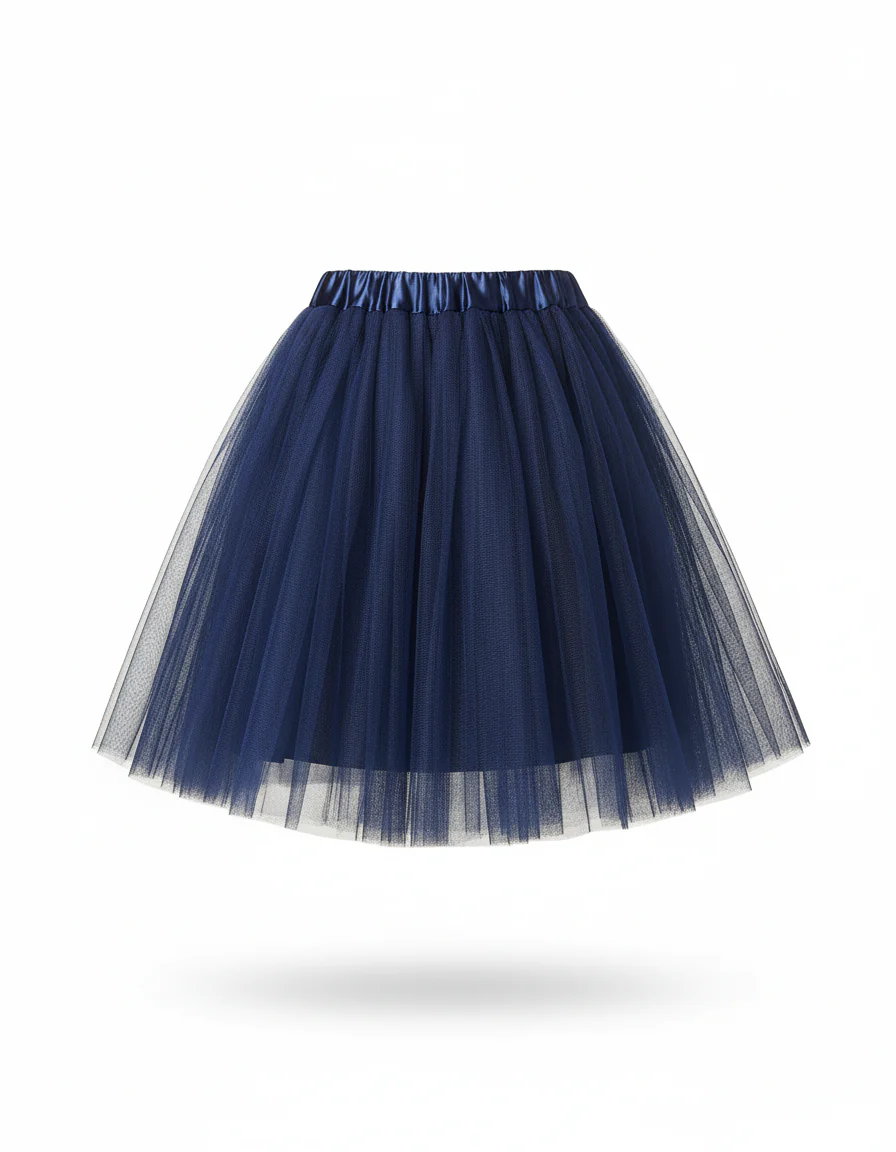 Jupe Patineuse Tulle Bleu Marine Fluide – Image 3