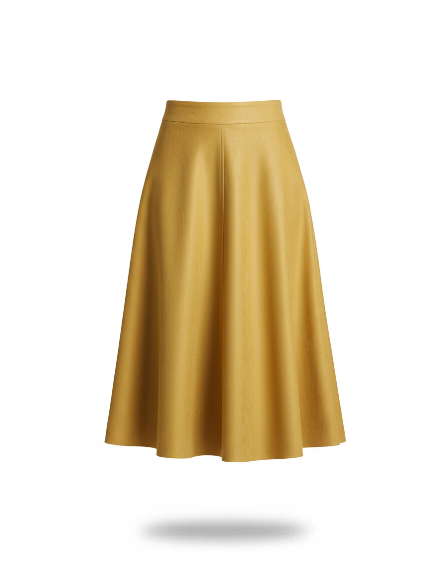 Jupe Patineuse Suède Jaune Moutarde Élégante – Image 3