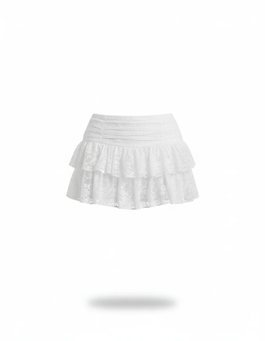 Jupe Patineuse Blanche Dentelle Chic – Image 3