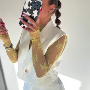 BLAZER SANS MANCHES - BLANC