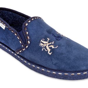 Chaussons fantaisies classiques “La Maison de l’Espadrille” – homme – marine – “modèle Claude 6860” – intérieur doublé tissu très doux – semelles caoutchouc antidérapantes – TAILLES 39 – 42 – 43 – 44 – 46