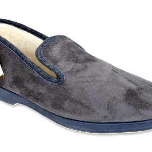 Chaussons “La Maison de l’Espadrille” – homme – gris – “modèle Charles 7670” – semelles caoutchouc antidérapantes – TAILLES 43 – 44 – 45