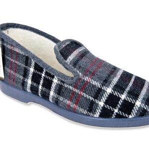 Chaussons écossais “La Maison de l’Espadrille” – femme – gris – “modèle Ludovic 7672” – semelles caoutchouc antidérapantes – intérieur fourré laine – TAILLES 37 – 38 – 39 – 40