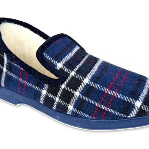 Chaussons “La Maison de l’Espadrille” – homme – marine – “modèle Ludovic 7672” – semelles caoutchouc antidérapantes – intérieur fourré laine – TAILLES 41 – 42 – 45 – 46