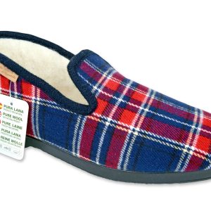 Chaussons “La Maison de l’Espadrille” – homme – marine et rouge – “modèle René 7606” semelles caoutchouc antidérapantes – fourré laine