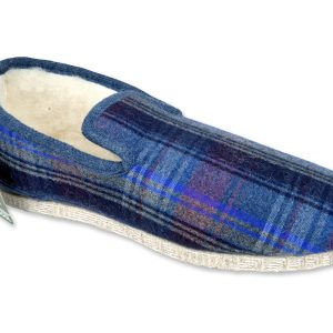 Chausson écossais “La Maison de l’Espadrille” – homme – jeans – “modèle Dominique F108” – semelles feutre 5 chaînes fourrés laine – TAILLE 44