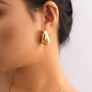 Boucles d'oreilles Goutte d'Eau - Acier Doré ou Argenté au choix
