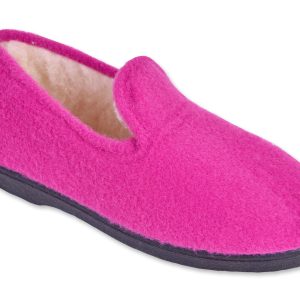 Chaussons JEVA UNIS – femme – “Fuchsia” – intérieur fourré laine – semelles caoutchouc antidérapantes – TAILLES 40 – 41