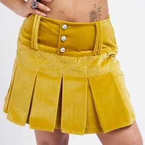 Mini-jupe plissée en velours