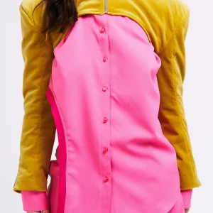 Mini veste en velours, avec rivet strass