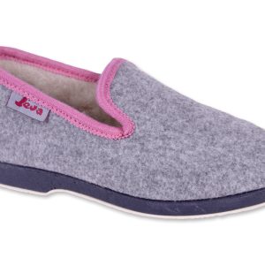 Chaussons JEVA UNIS – femme – gris/rose – intérieur fourré laine – semelles caoutchouc antidérapantes – TAILLE – 37 – 38 – 39 – 40 – 41