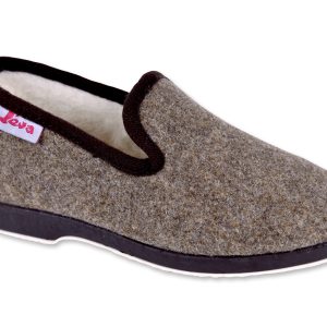 Chaussons JEVA UNIS – femme – beige/marron – intérieur fourré laine – semelles caoutchouc antidérapantes – TAILLES 35 – 36 – 38 – 39 – 40 – 41 – 42