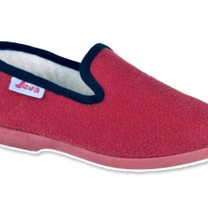 Chaussons JEVA UNIS – femme – rouge/gris – intérieur fourré laine – semelles caoutchouc antidérapantes – TAILLES 35 – 37 – 38 – 39 – 40 – 41 – 42