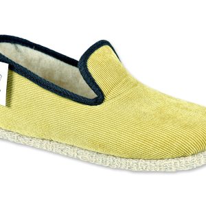 Charentaise “Chausse Mouton” – femme – jaune – “modèle Cotelé” – semelles feutre – intérieur fourré laine – TAILLES 36 – 38 – 39 – 41