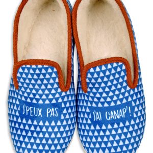 Chaussons “Chausse Mouton” – homme – marine – “modèle Canap” – semelle feutre avec protection crêpe – TAILLE 45