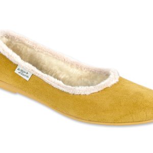Ballerines – “La maison de l’Espadrille – femme – velours – jaune – “modèle Estelle 6049” – tissus très souple – intérieur fourré laine – semelles caoutchouc antidérapantes – TAILLES 37 à 41