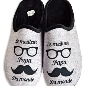 Mules fantaisie “La Maison de l’Espadrille” – homme – modèle “Le meilleur papa 108” – semelles caoutchouc antidérapantes – TAILLES 40 – 41 – 42 – 45