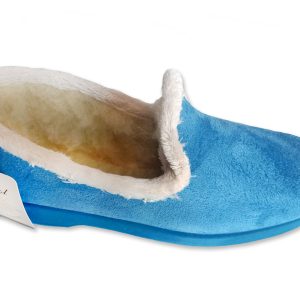 Chaussons “La Maison de l’Espadrille” – femme – bleu – “modèle Tatiana 7635” – semelles caoutchouc antidérapantes TAILLES 35 à 42