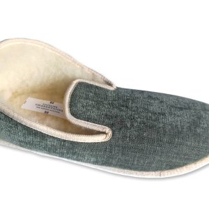Charentaises de “l’Atelier Charentaises” – femme – “modèle Noah vert” – semelle feutre avec protection crêpe – fourré laine – TAILLES 37 – 40