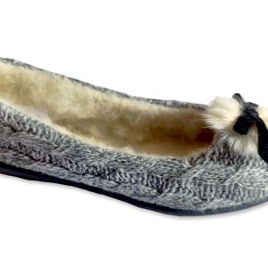 Ballerines de “l’Atelier Charentaises” – femme – “modèle Balzac gris” – extérieur laine tricotée – fourré laine – semelles caoutchouc antidérapantes – TAILLES 37 – 38 – 39 – 40