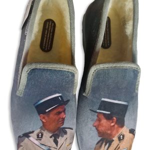 Chaussons cinéma “La Maison de l’Espadrille” – homme – modèle “Les Gendarmes de Saint-Tropez 7702” – intérieur fourré laine – semelles caoutchouc antidérapantes – TAILLES 43 – 44 – 45
