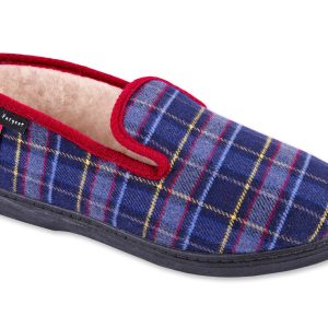 Chaussons “Fargeot” – homme – marine – « modèle Gadget » – semelles caoutchouc antidérapantes – intérieur fourré laine – TAILLE 37