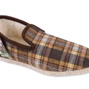 Chausson écossais “La Maison de l’Espadrille” – homme – marron – “modèle Fabrice F113” – semelle feutre 5 chaînes – fourré laine – TAILLES 41 à 46